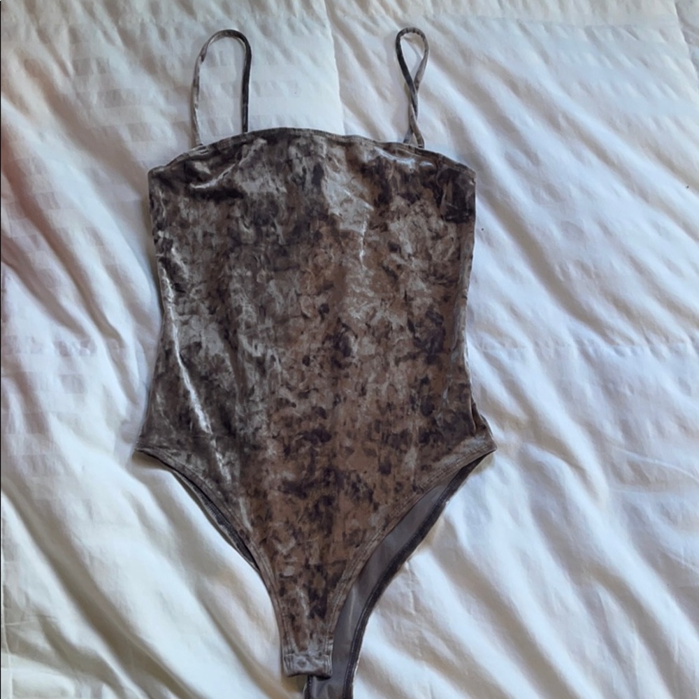 Lilac Velvet Spaghetti Strap Bodysuit